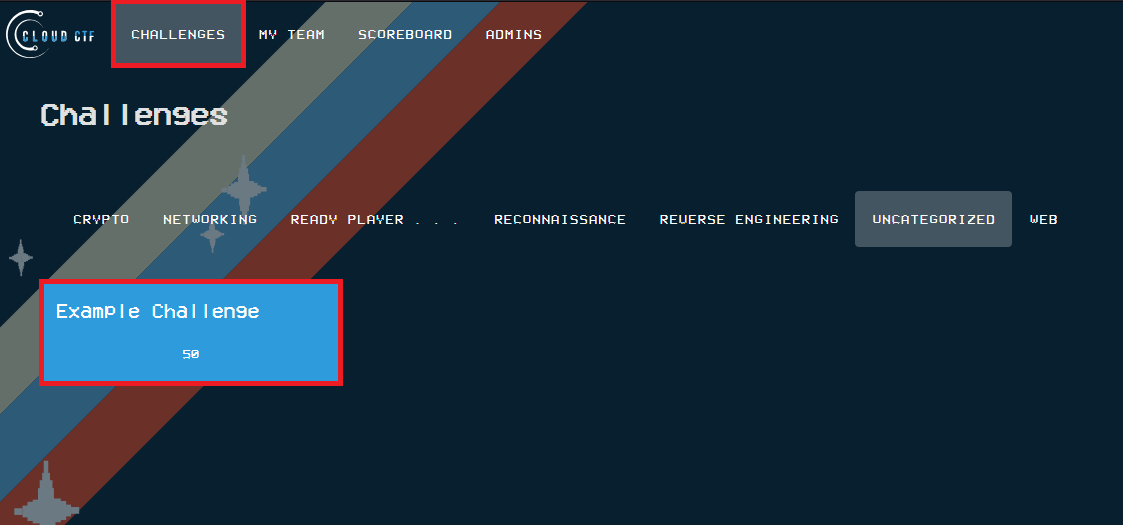 The challenges panel can be found on the top left of the screen, to the right of the Cloud CTF logo.