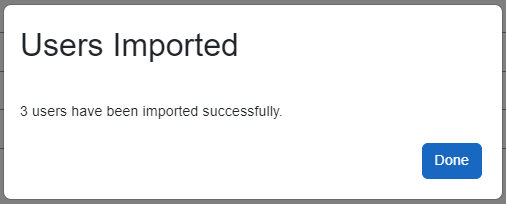 Success message in example: "3 users have been imported successfully"