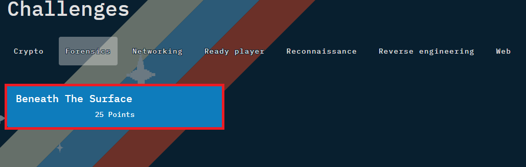 Challenges are located under the list of category names.