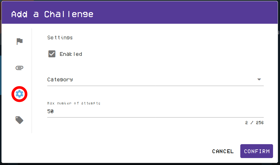 The Advanced Settings icon can be found on the left side of the screen, below the flag and paperclip icons.